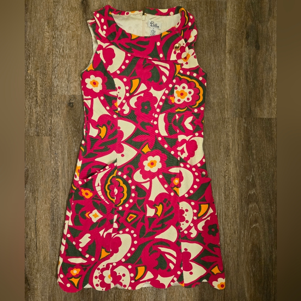 Vintage Lilly Pulitzer Taea Dress Olive Off The Wagon Size 4